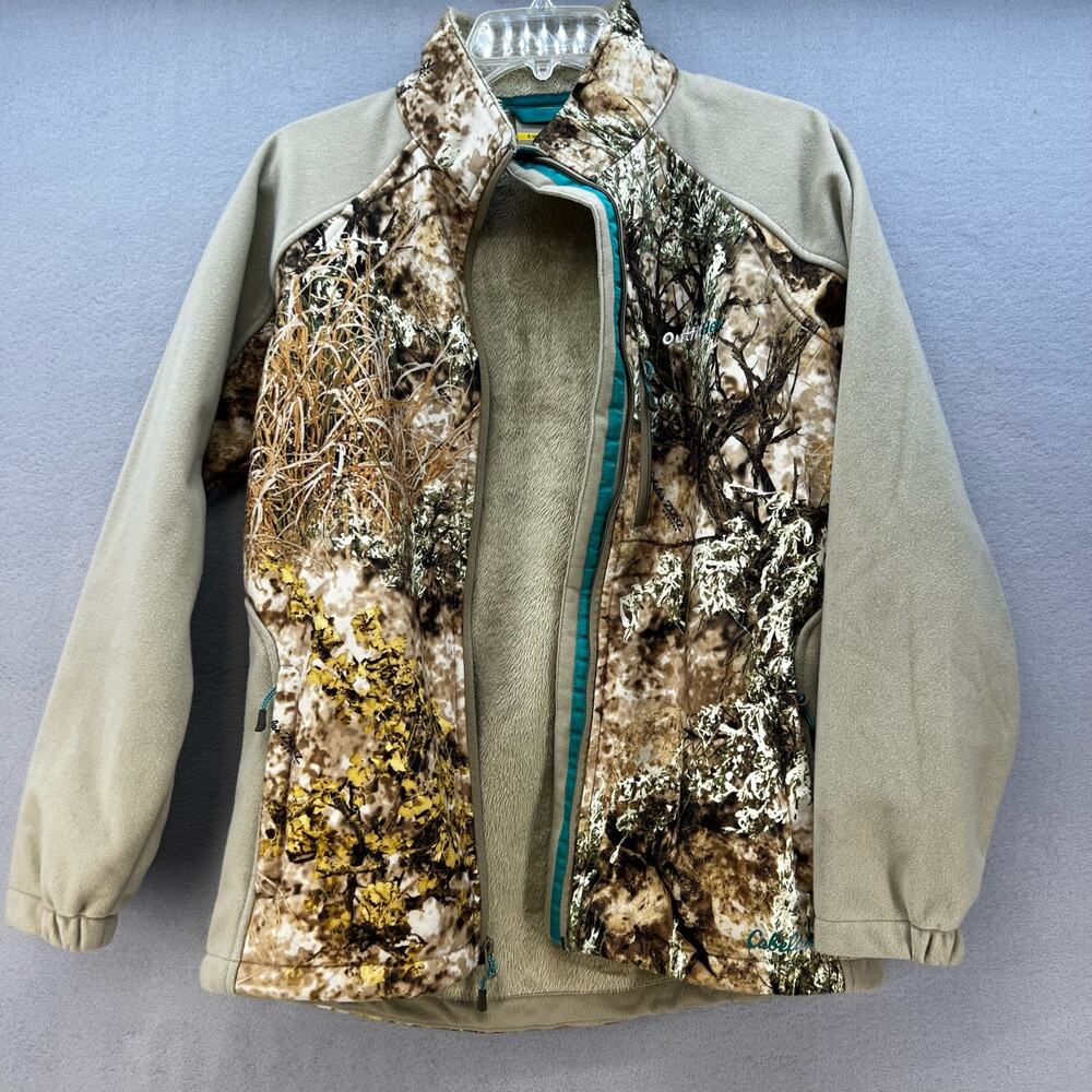 Cabela's Outfither Jacket Women's Small Brown Woodland Camo Softshell Hunting - Picture 4 of 15